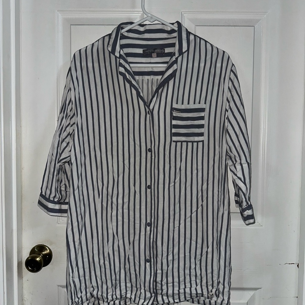 Pretty You London Boyfriend Nightshirt Ecru/Gray Size 6-8